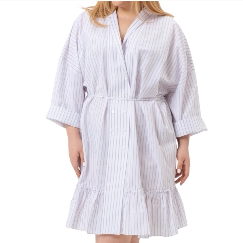 Nwt Harshman Nebbi Caftan Shirt Dress Purple Stripes 2X